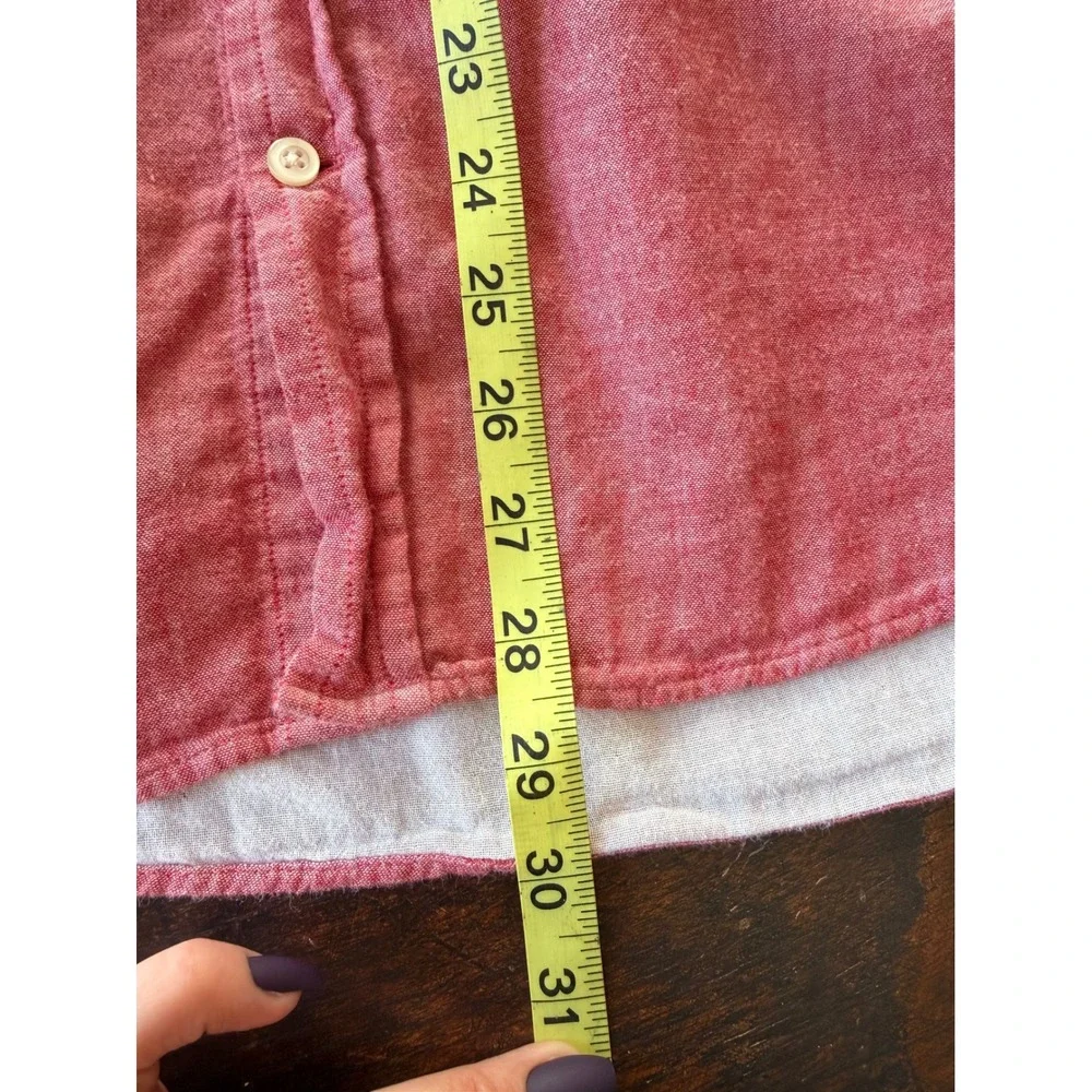 Banana Republic Mens Untucked Slim Fit Button‎ Up Shirt Red Muslin cotton
